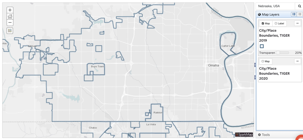 2019 place boundaries in Omaha, NE