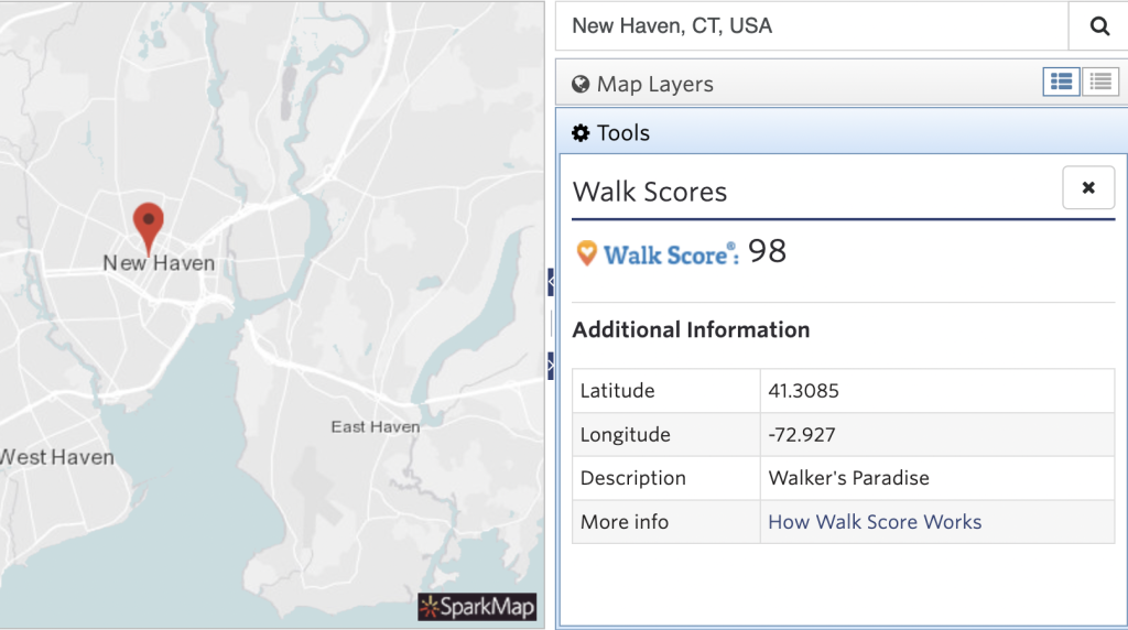 Walkability of New Haven, CT