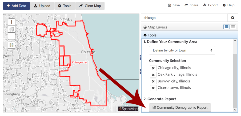 Example of how to download the Community Demographic Mapping report