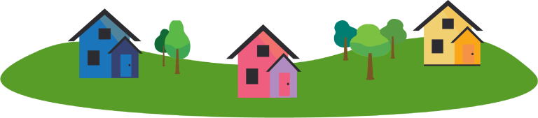 Cartoon image of colorful houses