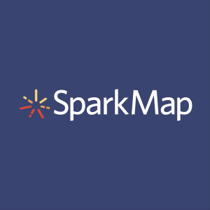 SparkMap logo and text on blue background